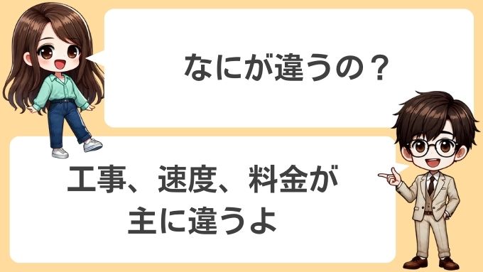 ソフトバンクエアーとauひかりの違い