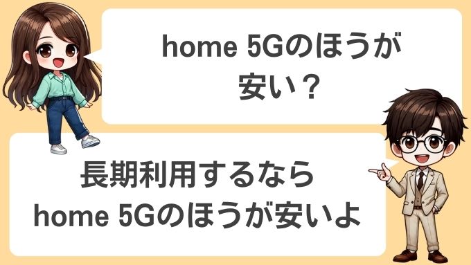 ドコモユーザーは長期利用するならソフトバンクエアーよりhome 5Gのほうが安い